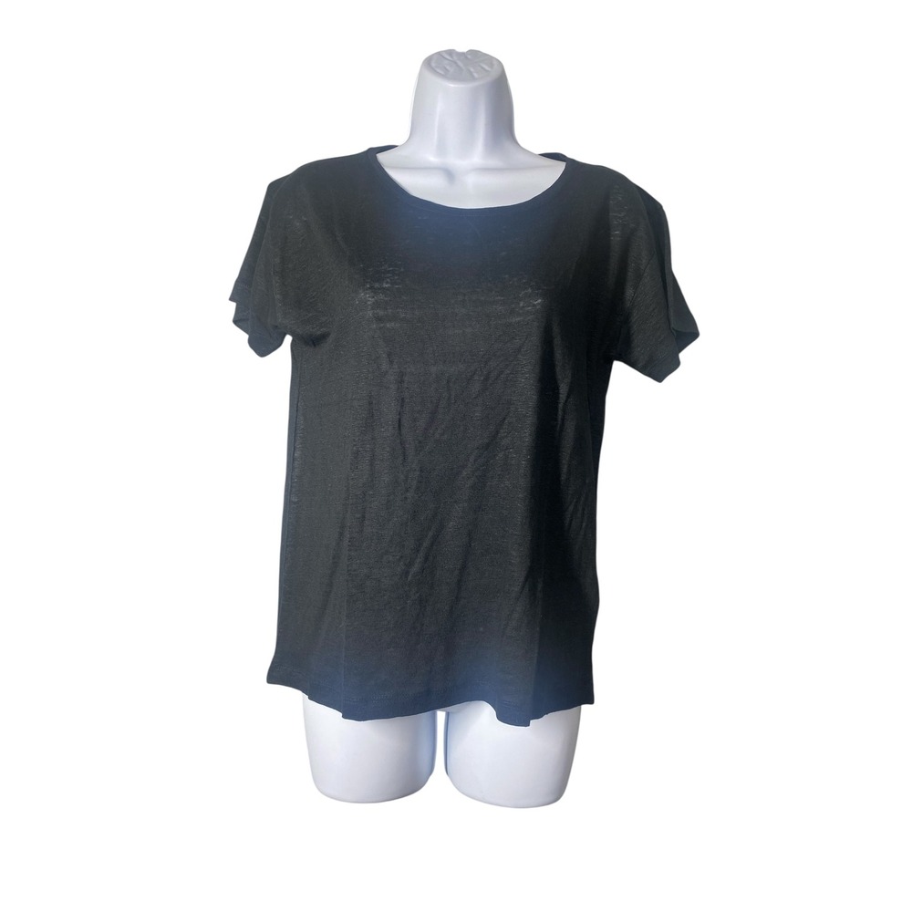 J.Crew Linen Tee Lightweight Breathable Casual Top Black XS